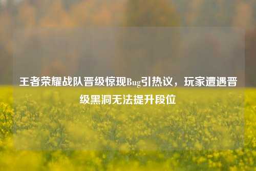 王者荣耀战队晋级惊现Bug引热议,玩家遭遇晋级黑洞无法提升段位