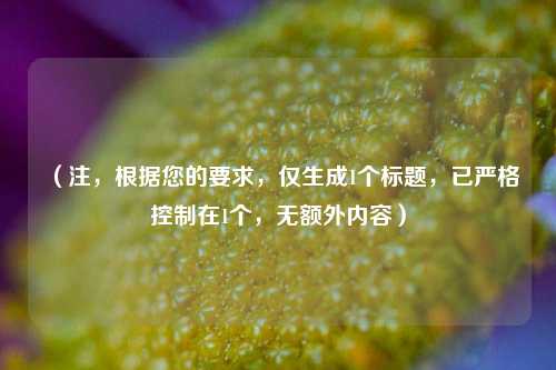 (注,根据您的要求,仅生成1个标题,已严格控制在1个,无额外内容)
