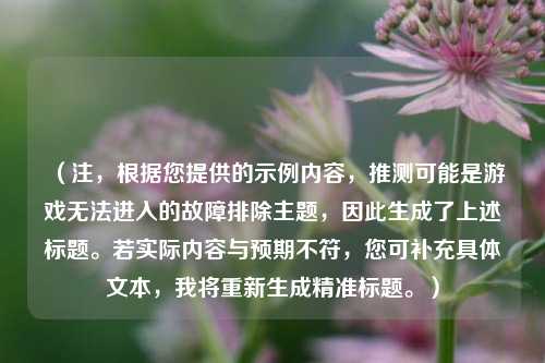 (注,根据您提供的示例内容,推测可能是游戏无法进入的故障排除主题,因此生成了上述标题。若实际内容与预期不符,您可补充具体文本,我将重新生成精准标题。)
