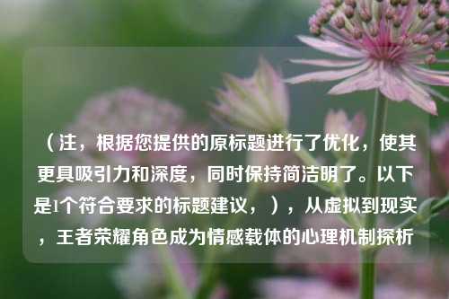 (注,根据您提供的原标题进行了优化,使其更具吸引力和深度,同时保持简洁明了。以下是1个符合要求的标题建议,),从虚拟到现实,王者荣耀角色成为情感载体的心理机制探析