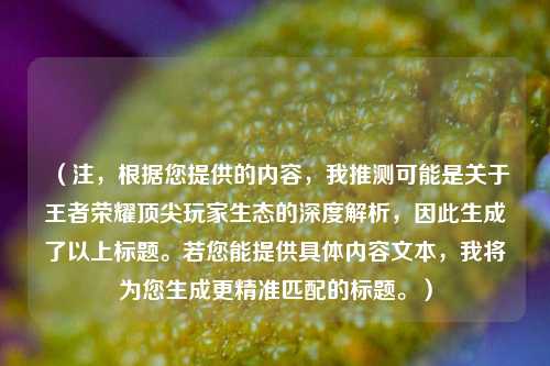 (注,根据您提供的内容,我推测可能是关于王者荣耀顶尖玩家生态的深度解析,因此生成了以上标题。若您能提供具体内容文本,我将为您生成更精准匹配的标题。)