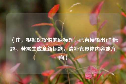 (注,根据您提供的原标题,已直接输出1个标题。若需生成全新标题,请补充具体内容或方向)