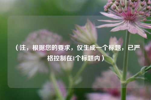 (注,根据您的要求,仅生成一个标题,已严格控制在1个标题内)