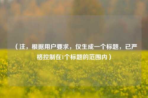 (注,根据用户要求,仅生成一个标题,已严格控制在1个标题的范围内)