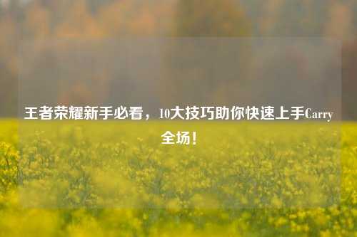 王者荣耀新手必看,10大技巧助你快速上手Carry全场!