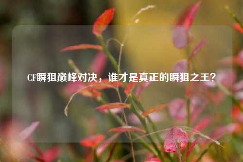CF瞬狙巅峰对决,谁才是真正的瞬狙之王?