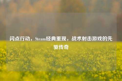 闪点行动,Steam经典重现,战术射击游戏的先驱传奇