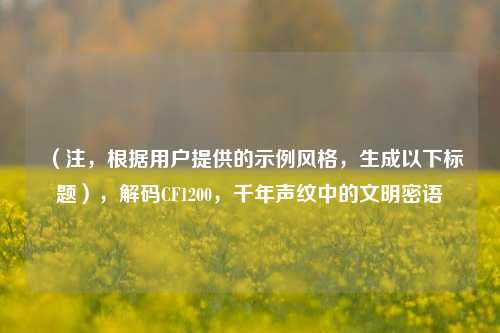 (注,根据用户提供的示例风格,生成以下标题),解码CF1200,千年声纹中的文明密语