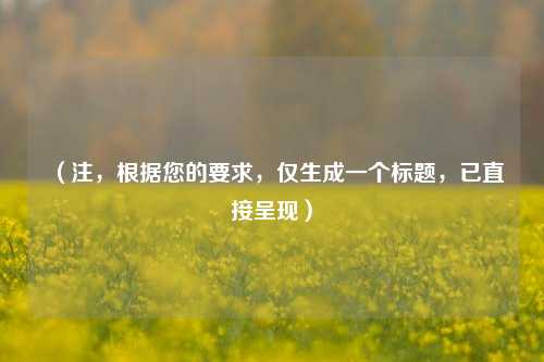 (注,根据您的要求,仅生成一个标题,已直接呈现)