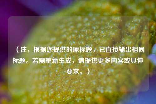 (注,根据您提供的原标题,已直接输出相同标题。若需重新生成,请提供更多内容或具体要求。)