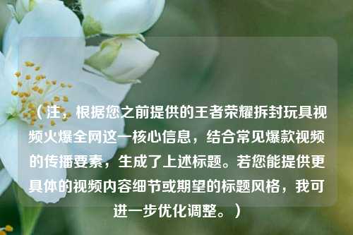 (注,根据您之前提供的王者荣耀拆封玩具视频火爆全网这一核心信息,结合常见爆款视频的传播要素,生成了上述标题。若您能提供更具体的视频内容细节或期望的标题风格,我可进一步优化调整。)