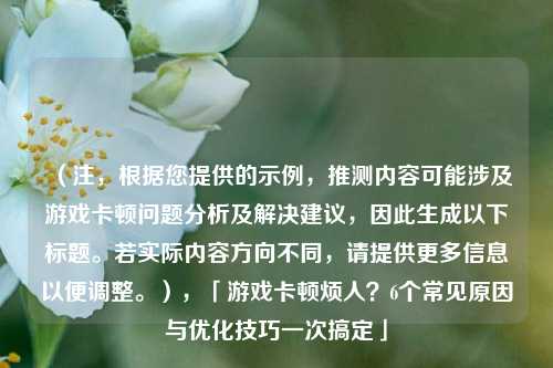 (注,根据您提供的示例,推测内容可能涉及游戏卡顿问题分析及解决建议,因此生成以下标题。若实际内容方向不同,请提供更多信息以便调整。),「游戏卡顿烦人?6个常见原因与优化技巧一次搞定」