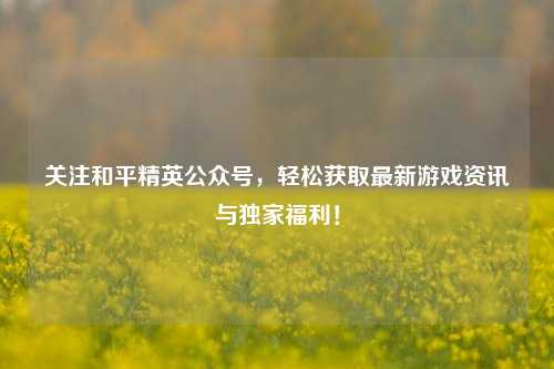 关注和平精英公众号,轻松获取最新游戏资讯与独家福利!