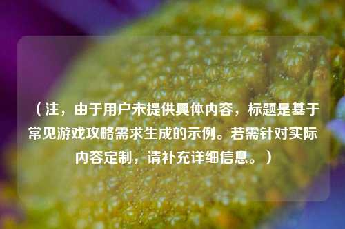 (注,由于用户未提供具体内容,标题是基于常见游戏攻略需求生成的示例。若需针对实际内容定制,请补充详细信息。)