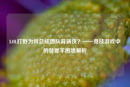 LOL打野为何总成团队背锅侠?——竞技游戏中的替罪羊困境解析