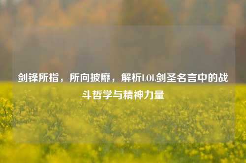 剑锋所指,所向披靡,解析LOL剑圣名言中的战斗哲学与精神力量