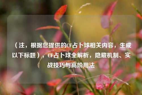(注,根据您提供的CF占卜球相关内容,生成以下标题),CF占卜球全解析,隐藏机制、实战技巧与高阶用法