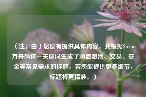(注,由于您没有提供具体内容,我根据Steam方舟码这一关键词生成了涵盖激活、交易、安全等常见需求的标题。若您能提供更多细节,标题将更精准。)