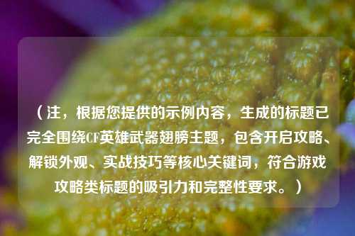 (注,根据您提供的示例内容,生成的标题已完全围绕CF英雄武器翅膀主题,包含开启攻略、解锁外观、实战技巧等核心关键词,符合游戏攻略类标题的吸引力和完整性要求。)