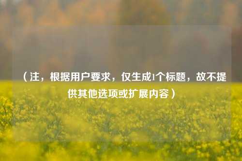 (注,根据用户要求,仅生成1个标题,故不提供其他选项或扩展内容)