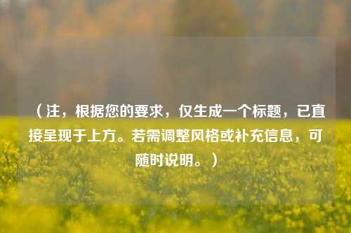 (注,根据您的要求,仅生成一个标题,已直接呈现于上方。若需调整风格或补充信息,可随时说明。)