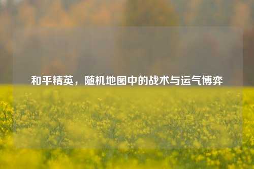 和平精英,随机地图中的战术与运气博弈