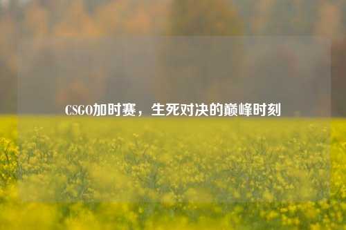 CSGO加时赛,生死对决的巅峰时刻