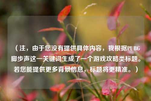 (注,由于您没有提供具体内容,我根据PUBG脚步声这一关键词生成了一个游戏攻略类标题。若您能提供更多背景信息,标题将更精准。)