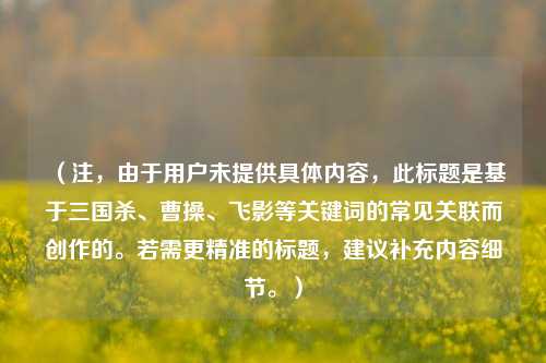 (注,由于用户未提供具体内容,此标题是基于三国杀、曹操、飞影等关键词的常见关联而创作的。若需更精准的标题,建议补充内容细节。)