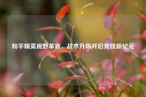 和平精英视野革新,战术升级开启竞技新纪元
