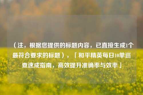 (注,根据您提供的标题内容,已直接生成1个最符合要求的标题),「和平精英每日10单巡查速成指南,高效提升准确率与效率」