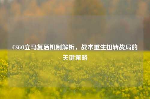 CSGO立马复活机制解析,战术重生扭转战局的关键策略