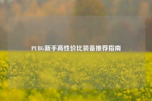 PUBG新手高性价比装备推荐指南