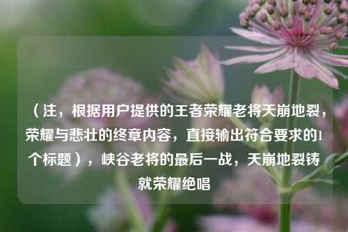 (注,根据用户提供的王者荣耀老将天崩地裂,荣耀与悲壮的终章内容,直接输出符合要求的1个标题),峡谷老将的最后一战,天崩地裂铸就荣耀绝唱