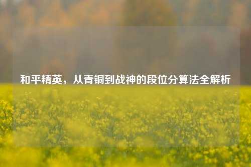 和平精英,从青铜到战神的段位分算法全解析