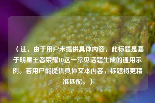 (注,由于用户未提供具体内容,此标题是基于明星王者荣耀ID这一常见话题生成的通用示例。若用户能提供具体文本内容,标题将更精准匹配。)