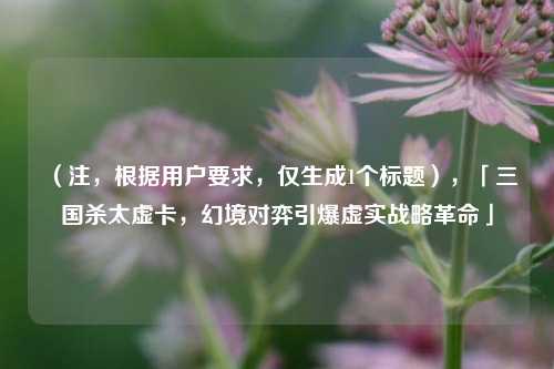 (注,根据用户要求,仅生成1个标题),「三国杀太虚卡,幻境对弈引爆虚实战略革命」