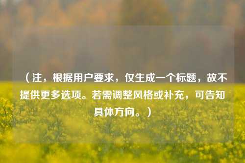 (注,根据用户要求,仅生成一个标题,故不提供更多选项。若需调整风格或补充,可告知具体方向。)