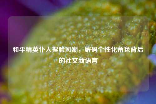 和平精英仆人捏脸风潮,解码个性化角色背后的社交新语言