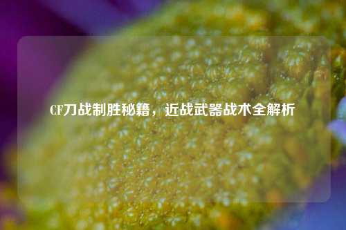 CF刀战制胜秘籍,近战武器战术全解析