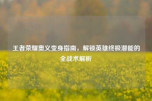 王者荣耀奥义变身指南,解锁英雄终极潜能的全战术解析