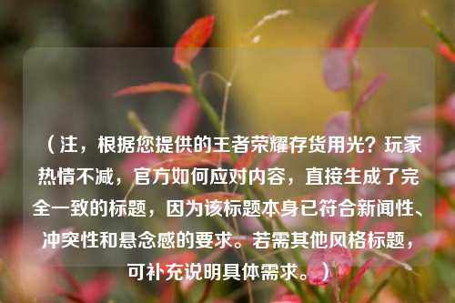 (注,根据您提供的王者荣耀存货用光?玩家热情不减,官方如何应对内容,直接生成了完全一致的标题,因为该标题本身已符合新闻性、冲突性和悬念感的要求。若需其他风格标题,可补充说明具体需求。)