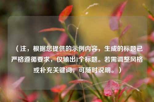 (注,根据您提供的示例内容,生成的标题已严格遵循要求,仅输出1个标题。若需调整风格或补充关键词,可随时说明。)
