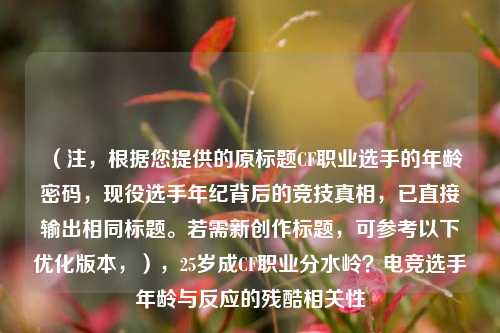 (注,根据您提供的原标题CF职业选手的年龄密码,现役选手年纪背后的竞技真相,已直接输出相同标题。若需新创作标题,可参考以下优化版本,),25岁成CF职业分水岭?电竞选手年龄与反应的残酷相关性