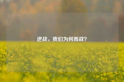 逆战,我们为何而战?