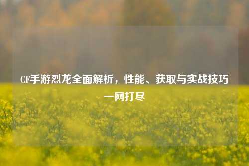 CF手游烈龙全面解析,性能、获取与实战技巧一网打尽