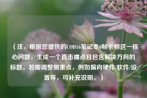 (注,根据您提供的COD16笔记本0帧卡顿这一核心问题,生成一个直击痛点且包含解决方向的标题。若需调整侧重点,例如偏向硬件/软件/设置等,可补充说明。)