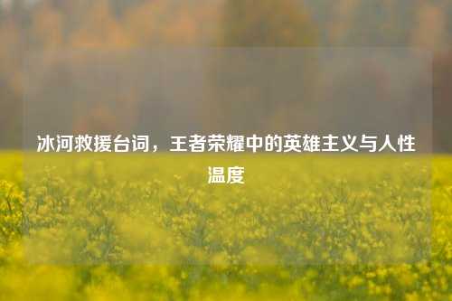 冰河救援台词,王者荣耀中的英雄主义与人性温度