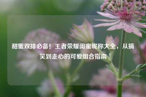 甜蜜双排必备!王者荣耀闺蜜昵称大全,从搞笑到走心的可爱组合指南