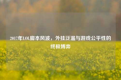 2017年LOL脚本风波,外挂泛滥与游戏公平性的终极博弈